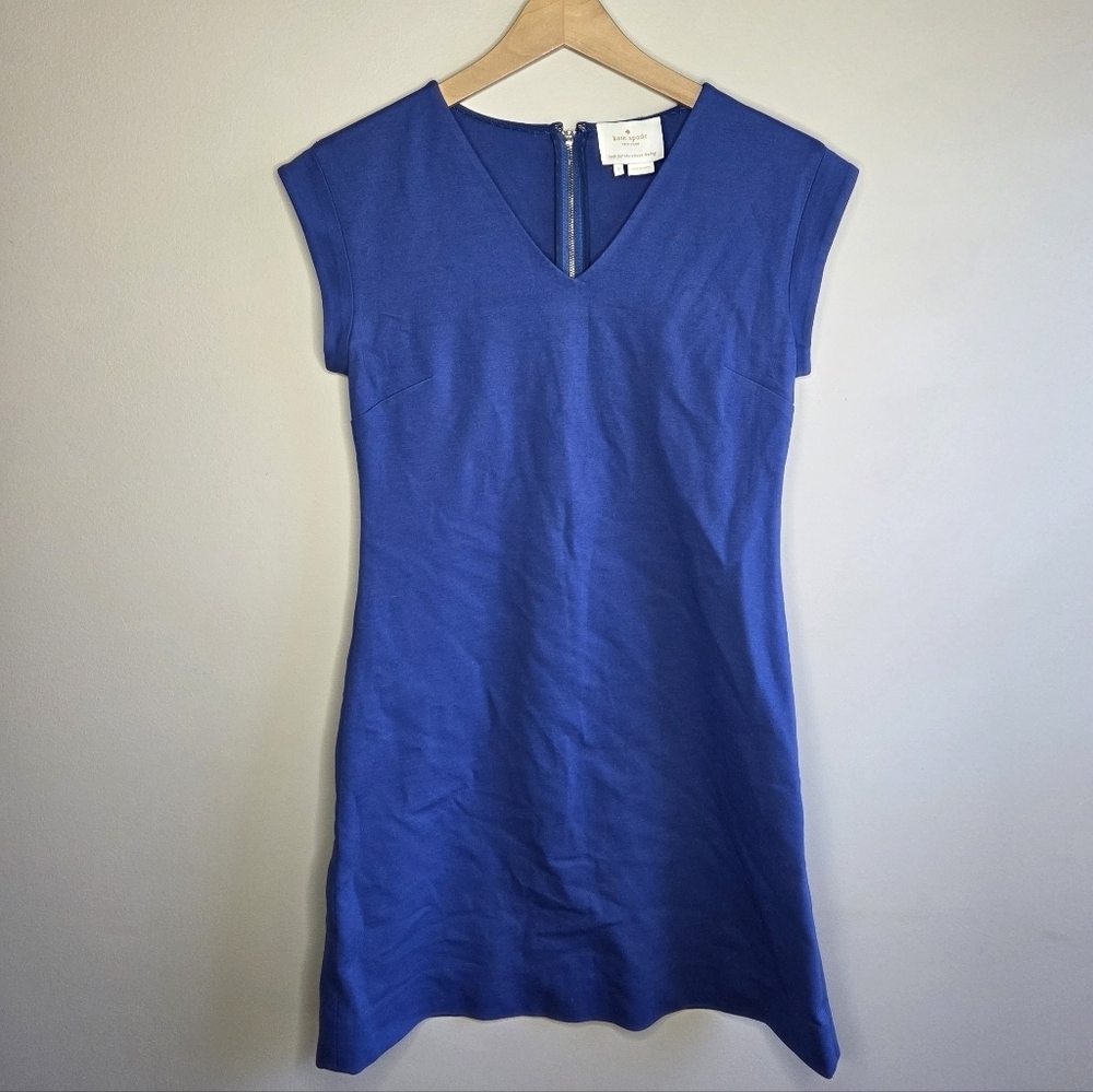 Kate Spade Cobalt Blue V-Neck Ponte A-line Mini Cocktail Dress Size 2